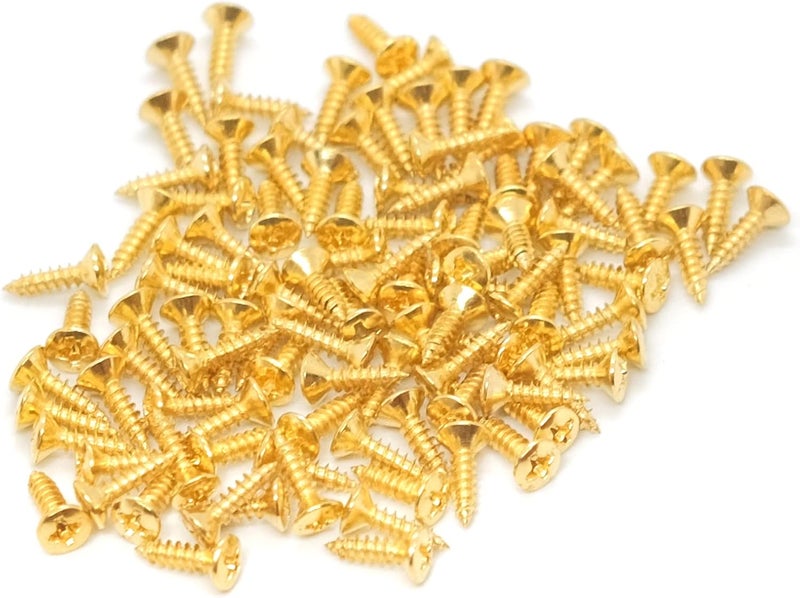 harpfeas براغي حراسة البيكارد الكهربائي 3MM لجيتار البيس - براغي تركيب لوحات الحماية لجيتار فيندر سترات تيلي SG LP (ذهبي 100 حزمة) - Image 1